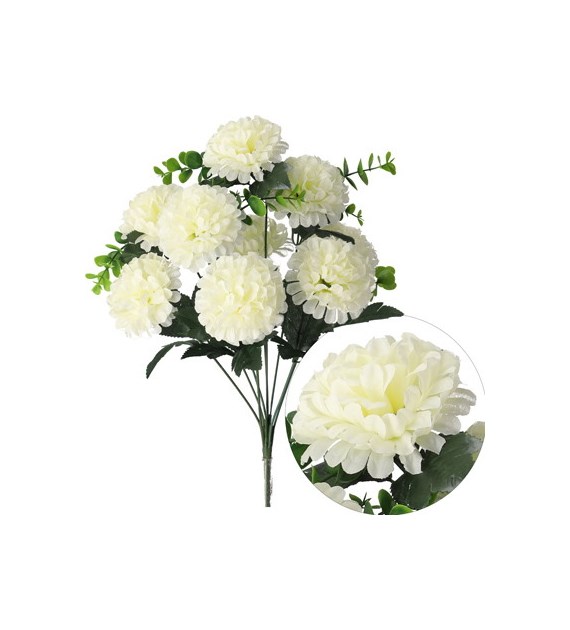 Bukiet 9 chryzantem, 42cm, krem