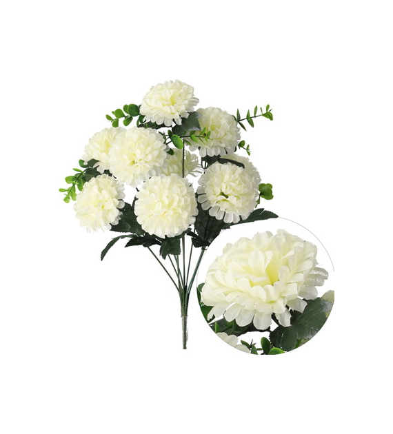 Bukiet 9 chryzantem, 42cm, krem