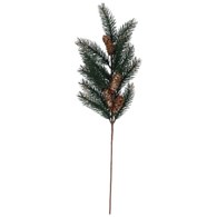 Gałązka dekoracyjna z szyszkami, 63 cm, zielona z brokatem