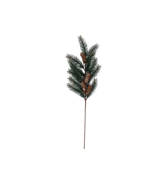 Gałązka dekoracyjna z szyszkami, 63 cm, zielona z brokatem