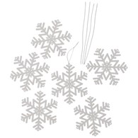 Śnieżynki z brokatem 11,5cm, 5szt, biały, do powieszenia