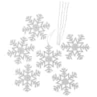 Śnieżynki z brokatem 11,5cm, 5szt, biały, do powieszenia
