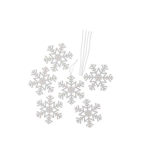 Śnieżynki z brokatem 11,5cm, 5szt, biały, do powieszenia