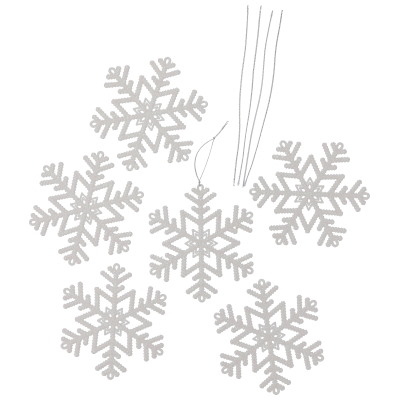 Śnieżynki z brokatem 11,5cm, 5szt, biały, do powieszenia
