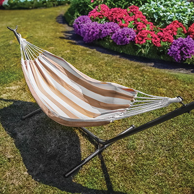 Hamak W Beżowo- Pasy 200x100cm - Białe