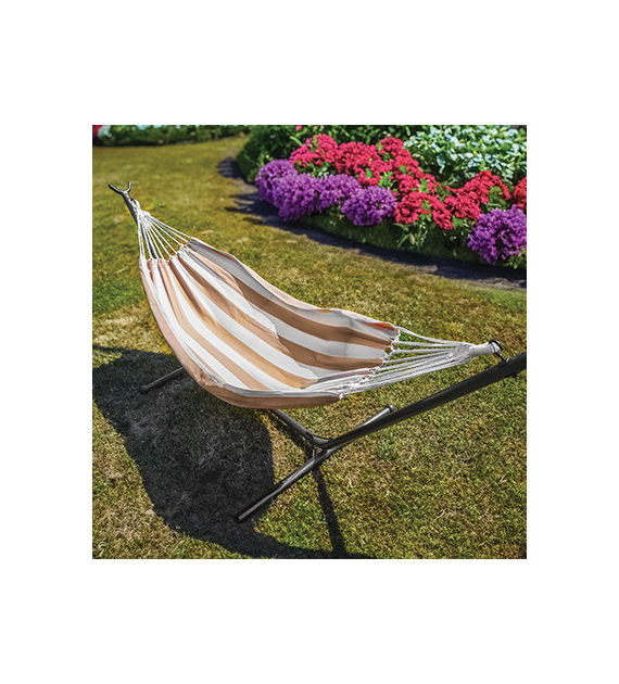 Hamak w beżowo- białe pasy 200x100cm