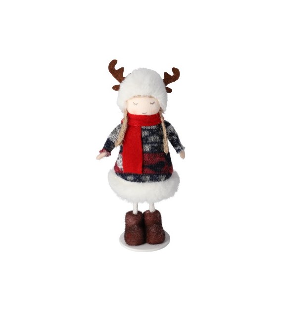 Dziewczynka z materiału, 20 cm, czerwony, granat, do postawienia