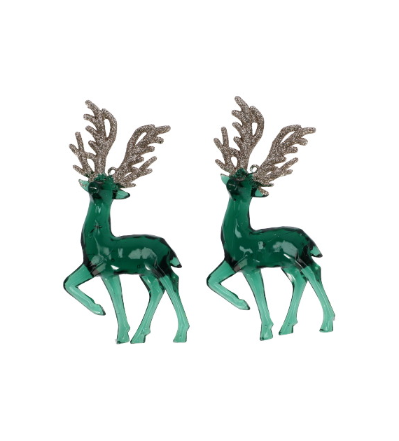 Dekoracje z akrylu renifery 12,5 cm, 2 szt., przeźroczysty, zielony