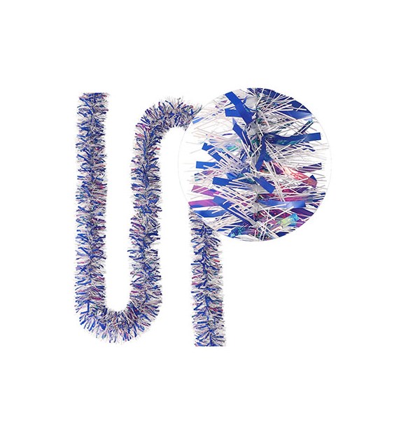 Łańcuch choinkowy mieszany 70mm2m nieb opal-biały