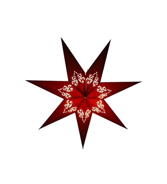 Papierowa gwiazda 60x60x20cm czerwona 10LED ciepły biały, 2xAA (w zestawie)