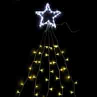 Gwiazda, 5 zwisów 200cm, 130LED, ciepły biały, zimny biały, sieciowa, zew.