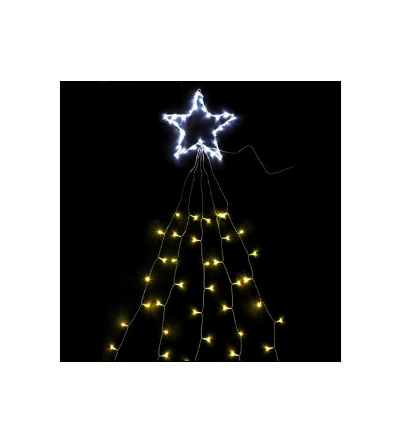 Gwiazda, 5 zwisów 200cm, 130LED, ciepły biały, zimny biały, sieciowa, zew.