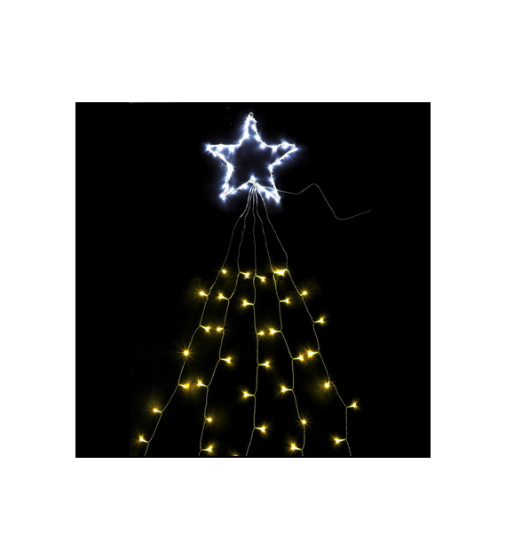 Gwiazda, 5 zwisów 200cm, 130LED, ciepły biały, zimny biały, sieciowa, zew.