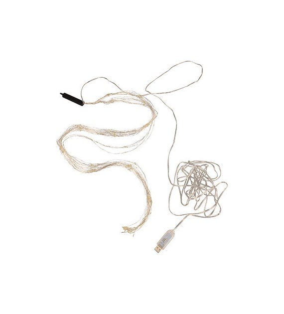 Dekoracja 250 miniLED, ciepły biały, 8 funkcji, pilot, usb, wew.