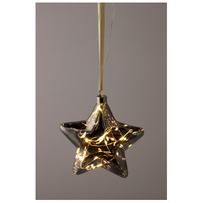 Gwiazda 15cm, 20 miniLED, ciepły biały, na wstążce 100cm, 2xAA (brak), wew.