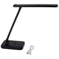 Lampa biurkowa z podstawką na telefon - czarna