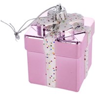 Bombki plastikowe prezent, 7cm/4szt, róż