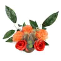 Kompozycja w misie, 3 chryzantemy, 2 peonie, herbaciany-łosoś
