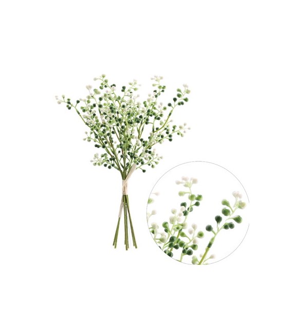 Bukiet gałązek z owocami, 40cm, biało-zielony