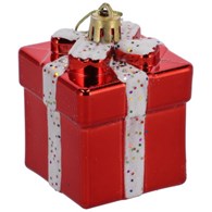 Bombki plastikowe prezent, 7cm/4szt, czerwony