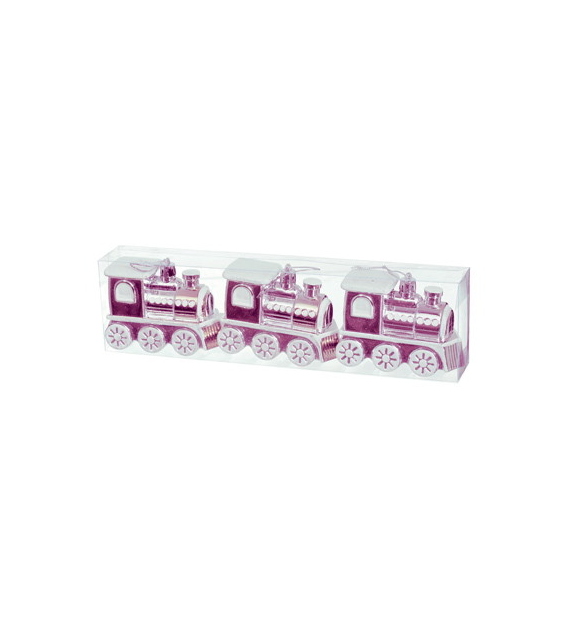 Bombki plastikowe ciuchcia, 3szt/7cm, róż