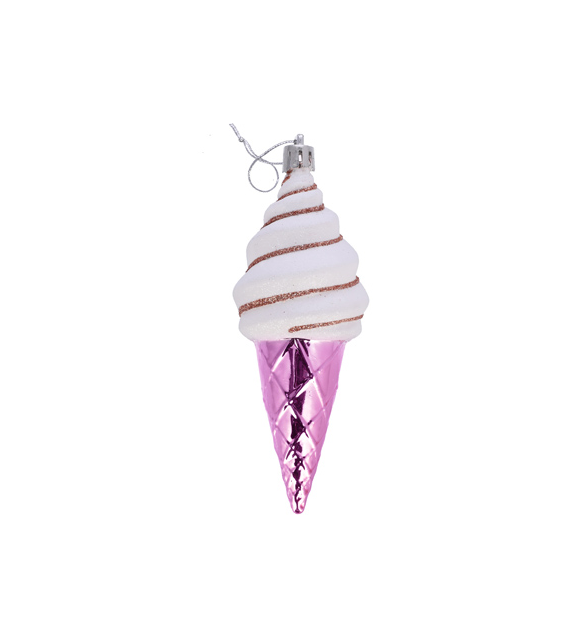 Bombki plastikowe lody, 14cm/4szt, róż