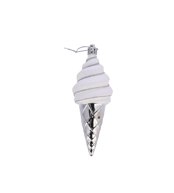 Bombki plastikowe lody, 14cm/4szt, srebrny