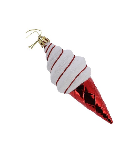 Bombki plastikowe lody, 14cm/4szt, czerwony