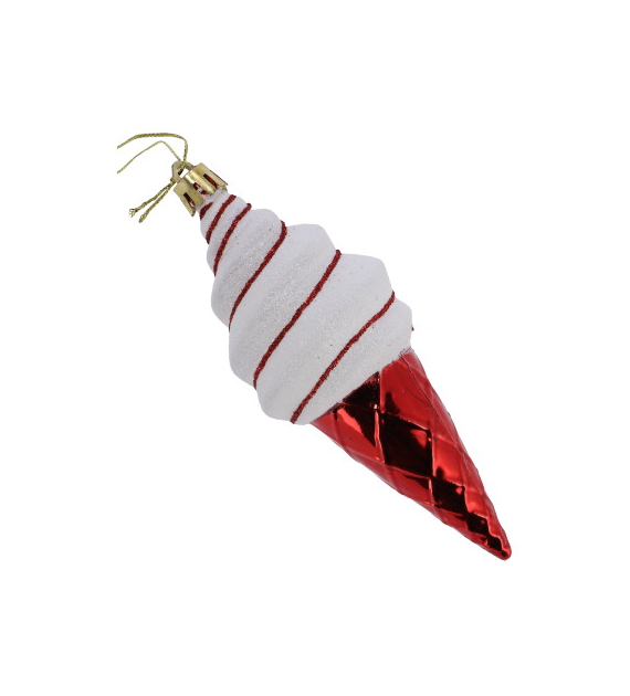 Bombki plastikowe lody, 14cm/4szt, czerwony