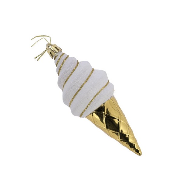 Bombki plastikowe lody, 14cm/4szt, złoty