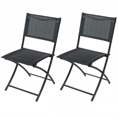 Krzesło Ogrodowe CAPRI, Stal/Tekstylen, 2 szt. 46x58x80cm - Czarny