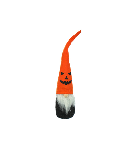 Dekoracja halloweenowa - skrzat włochaty w czapce w kratkę