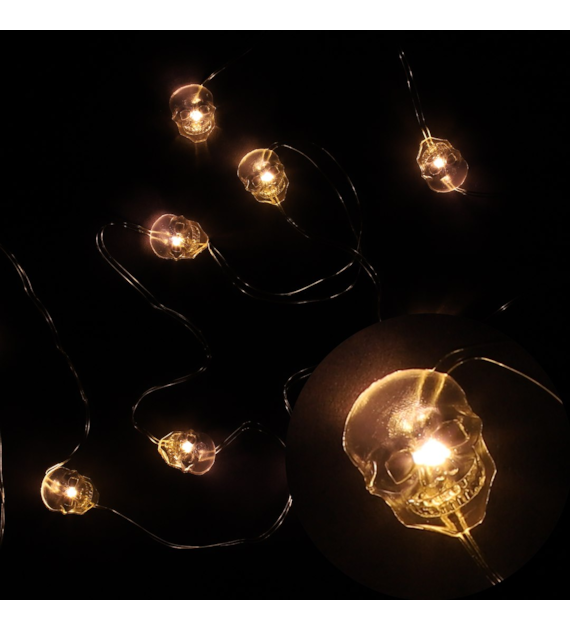 Copper wire z mini LED 10L - czaszki