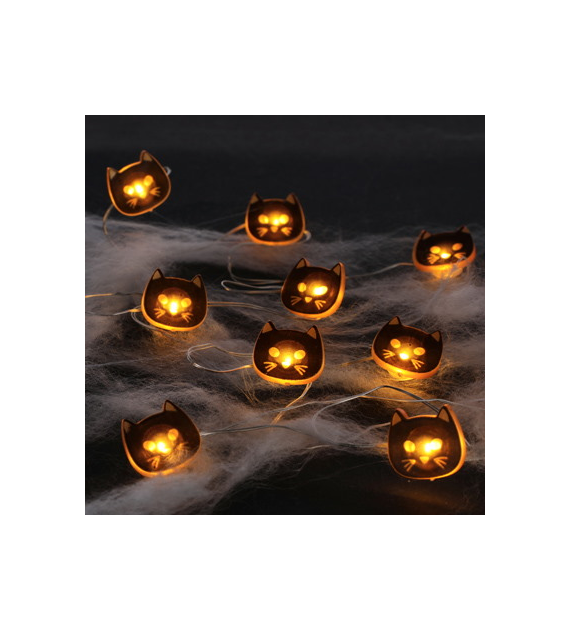 Copper wire z mini LED 10L - czarne kotki