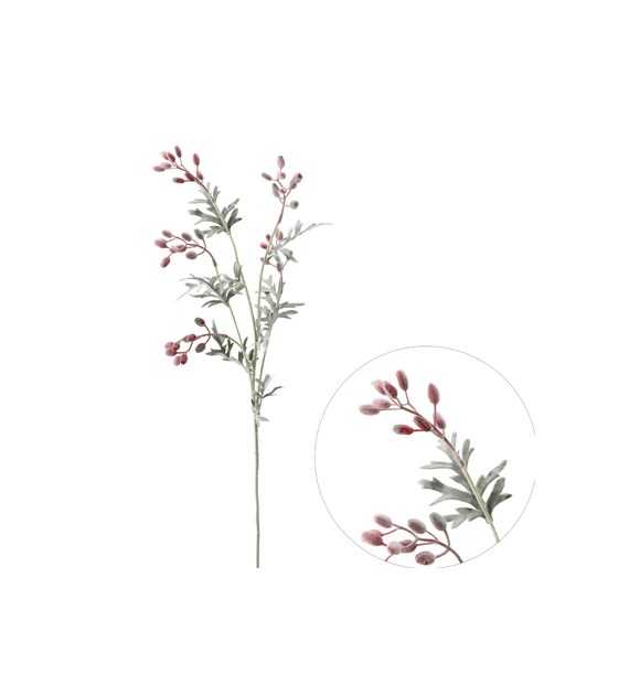 Gałązka z pączkami z flokowanej jakości, 73cm, bordo