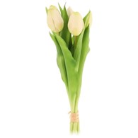Bukiet 5 tulipanów z gumowanej jakości, 30cm, biały