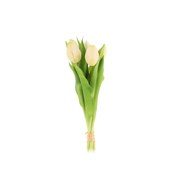 Bukiet 5 tulipanów z gumowanej jakości, 30cm, biały