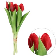 Bukiet 5 tulipanów z gumowanej jakości, 30cm, czerw