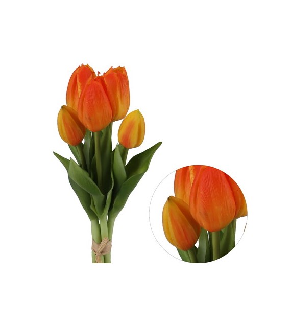 Bukiet 5 tulipanów z gumowanej jakości, 30cm, pom