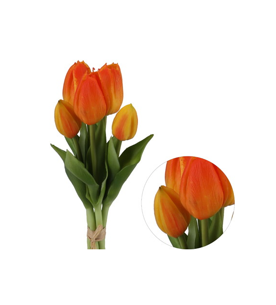 Bukiet 5 tulipanów z gumowanej jakości, 30cm, pom
