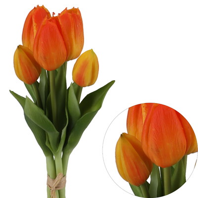 Bukiet 5 tulipanów z gumowanej jakości, 30cm, pom