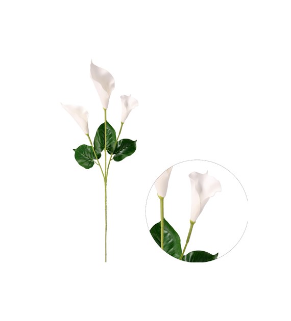 Gałązka 3 kalli, 83cm, krem-beż