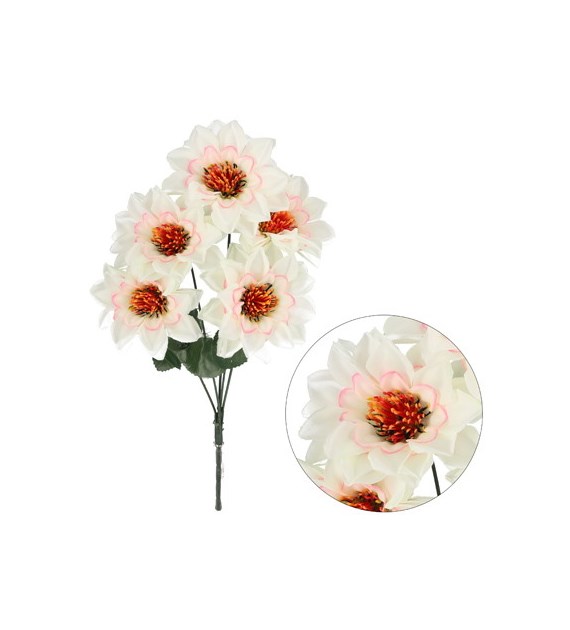 Bukiet 5 dalii, 37x17cm, biały