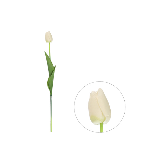 Tulipan pojedynczy na gałązce z omszałej jakości, 46cm, biały