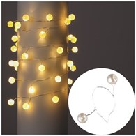 Lampki 40 miniLED z kuleczkami, ciepły biały