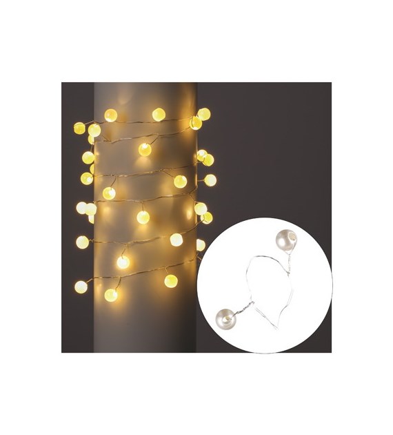 Lampki 40 miniLED z kuleczkami, ciepły biały