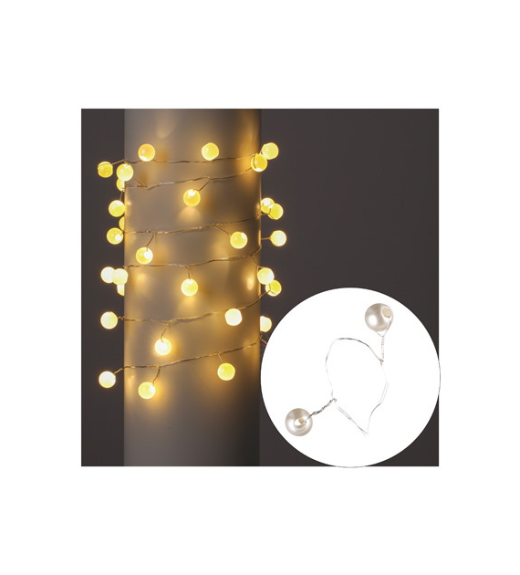 Lampki 40 miniLED z kuleczkami, ciepły biały