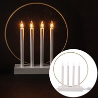 Świecznik 4LED 32x6x35cm, biały, złoty