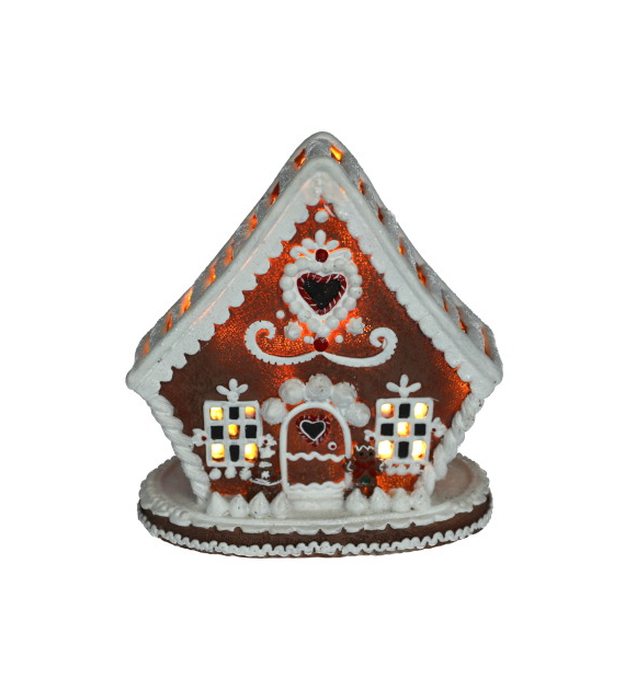 Domek piernikowy z poliryzenu 4LED, 16x10x17cm, kolor światła ciepły biały