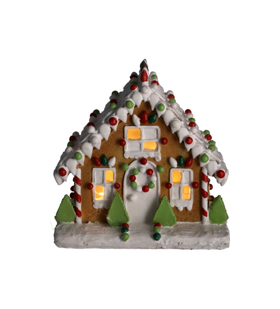 Domek piernikowy z poliryzenu 5LED, 16x10x17cm, kolor światła ciepły biały